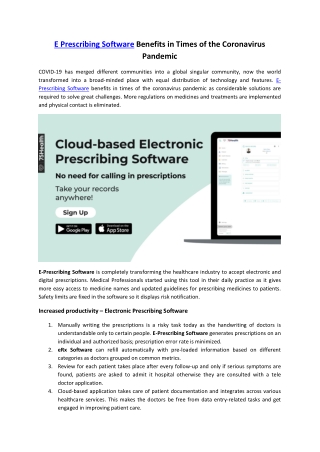 E Prescribing Software Benefits in Times of the Coronavirus Pandemic