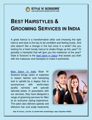 Best Hairstyles & Grooming Services In India
