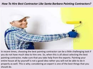 How To Hire Best Contractor Like Santa Barbara Painting Contractors