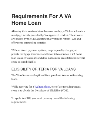 VA Home Loan