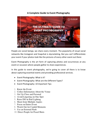 A Complete Guide to Event Photography
