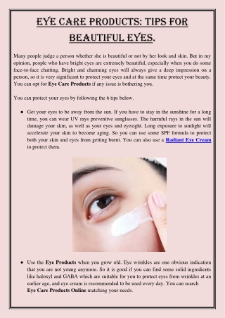 Eye Care Products  Tips For Beautiful Eyes