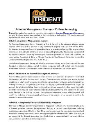 Asbestos Management Surveys - Trident Surveying