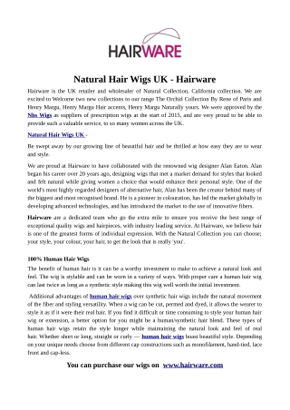 Natural Hair Wigs UK - Hairware