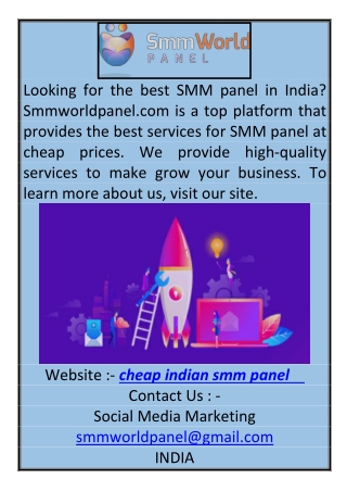 Cheap Indian SMM Panel Smmworldpanel.com    