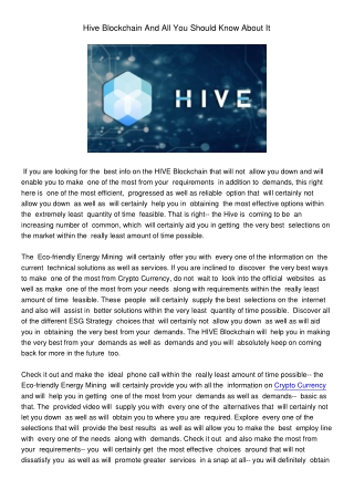 HiveBlockchainAndAllYouShouldKnowAboutIt