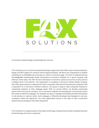 E-commerce website design and development services- 4foxsolutions