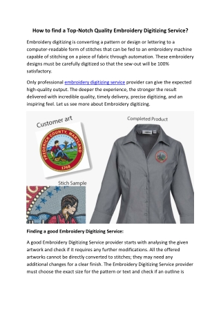 How to find a Top-Notch Quality Embroidery Digitizing Service