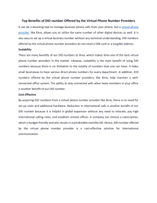 Benefits of DID number Offered by the Virtual Phone Number Providers