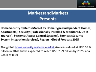 Home Security Systems Market :  Industry Trends and Technology Update to 2025