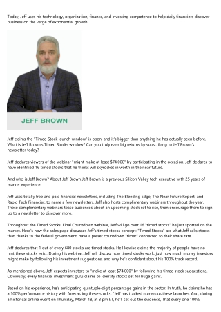 Is Jeff Brown A Scam - Jeff Brown Investor Reviews