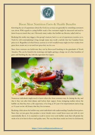 Bison Meat Nutrition Facts & Health Benefits