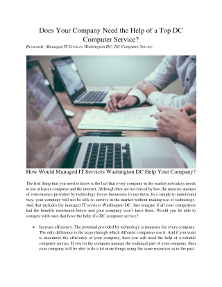 Does Your Company Need the Help of a Top DC Computer Service