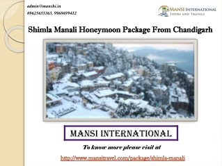 Shimla Manali Honeymoon Package From Chandigarh