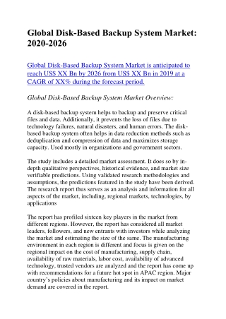 Global Disk-Based Backup System Market