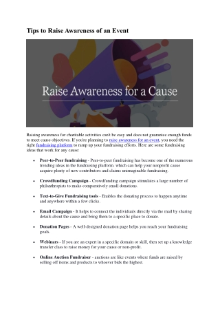 Tips to Raise Awareness of an Event