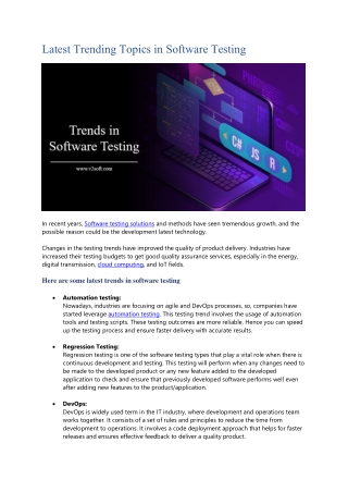 Latest Trending Topics in Software Testing