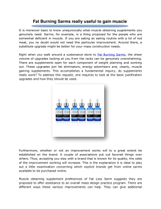 Fat Burning Sarms really useful to gain muscle