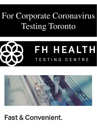 For Corporate Coronavirus Testing Toronto