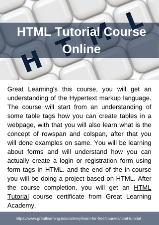 HTML Tutorial Course Online