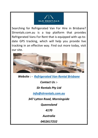 Refrigerated Van Rental Brisbane | Slrrentals.com.au