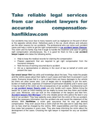 Take reliable legal services from car accident lawyers for accurate compensation-hanfliklaw.com