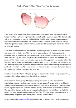 TheBestWayToPlacePhonyTomFordSunglasses