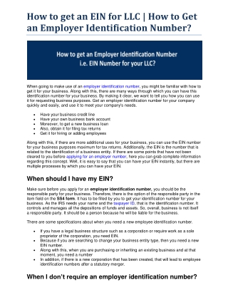 How to get an employer identification number?