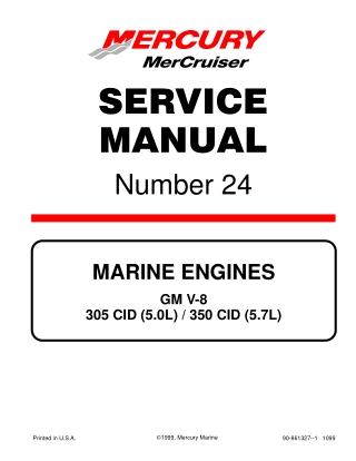 Mercury Mercruiser Marine Engines #24 GM V-8 305 CID (5.0L)  350 CID (5.7L) Service Repair Manual