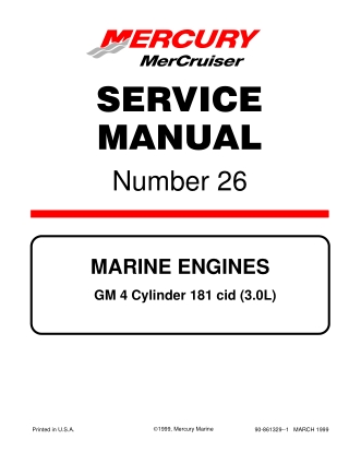 Mercury Mercruiser Marine Engines GM 4 Cylinder 181 CID (3.0L) Service Repair Manual
