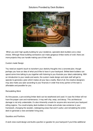 SolutionsProvidedbyDeckBuilders