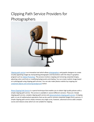 Clipping Path Service Providers for Photographers