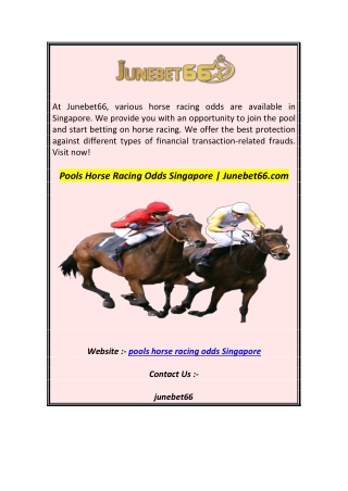 Pools Horse Racing Odds Singapore  Junebet66.com