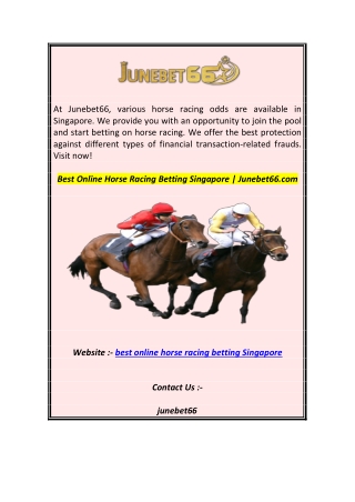 Best Online Horse Racing Betting Singapore  Junebet66.com