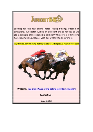 Top Online Horse Racing Betting Website in Singapore  Junebet66.com