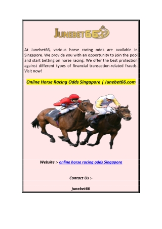 Online Horse Racing Odds Singapore  Junebet66.com