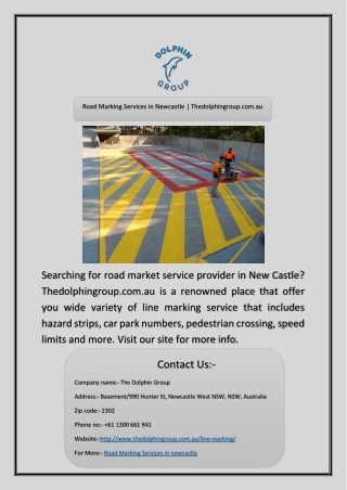Road Marking Services in Newcastle | Thedolphingroup.com.au