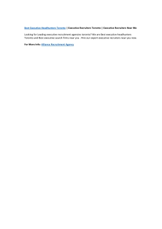 Best executive headhunters Toronto