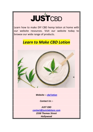 Learn to Make CBD Lotion