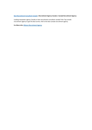 best recruitment consultant canada