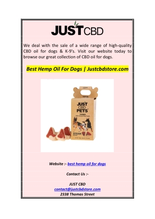 Best Hemp Oil For Dogs  Justcbdstore.com