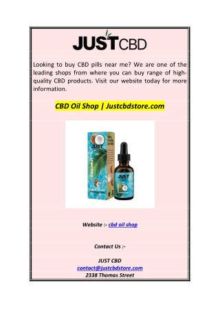 CBD Oil Shop  Justcbdstore.com