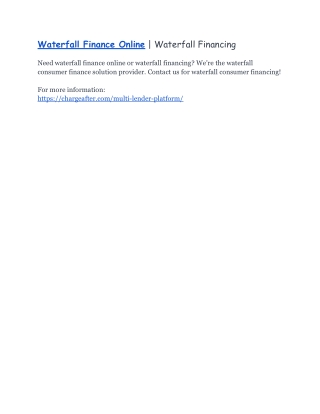 Waterfall Finance Online | Waterfall Financing