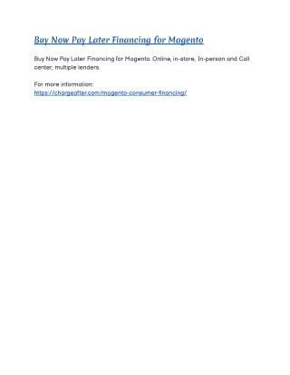 Buy Now Pay Later Financing for Magento