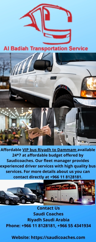 Affordable VIP bus Riyadh to Dammam