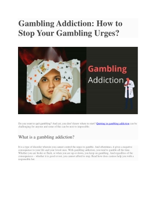 Gambling Addiction: How to Stop Your Gambling Urges?