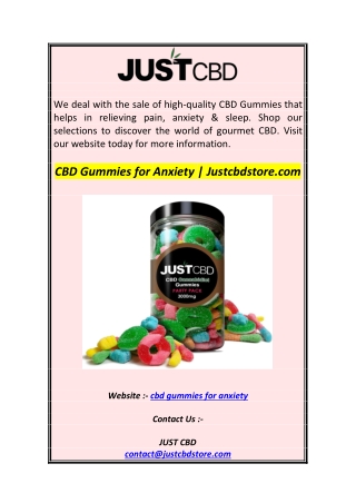 CBD Gummies for Anxiety  Justcbdstore.com