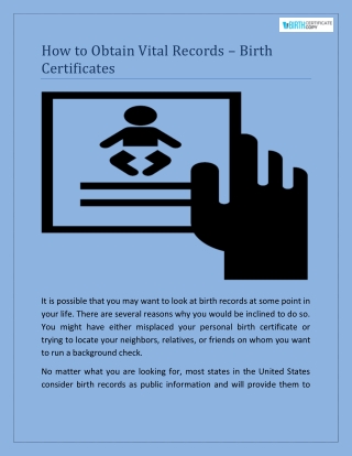 How to Obtain Vital Records – Birth Certificates