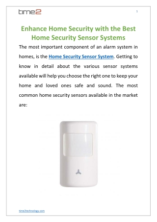Enhance Home Security with the Best Home Security Sensor Systems