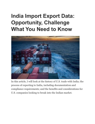 India Import Export Data Opportunity Challenge What You Need to Know